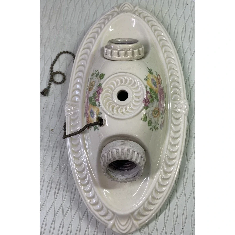 Antique 2 Lightbulb Flush Mount Ceiling Porcelain Light 11x7